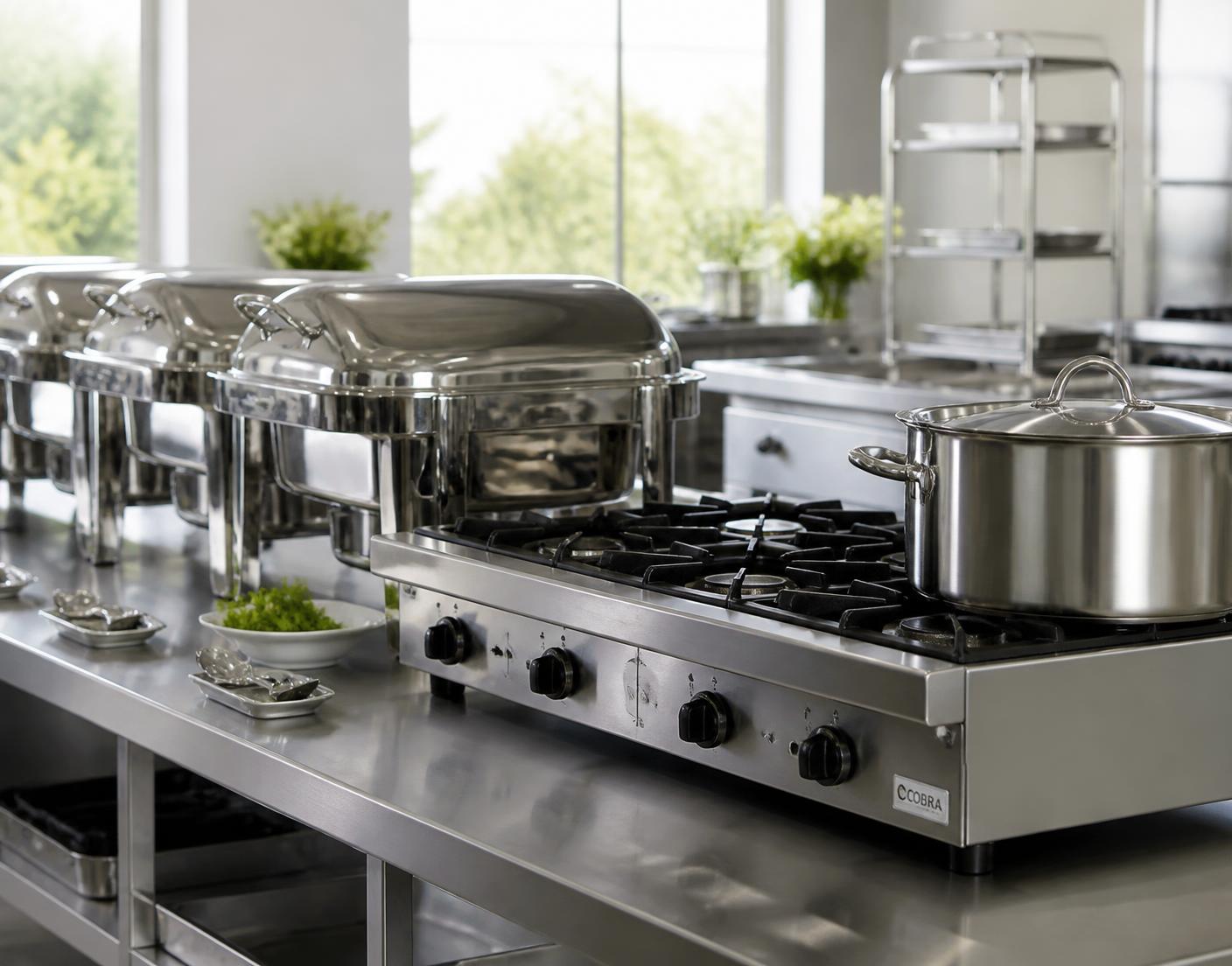 Mobiles Catering-Equipment mit Chafing Dishes und Gaskocher